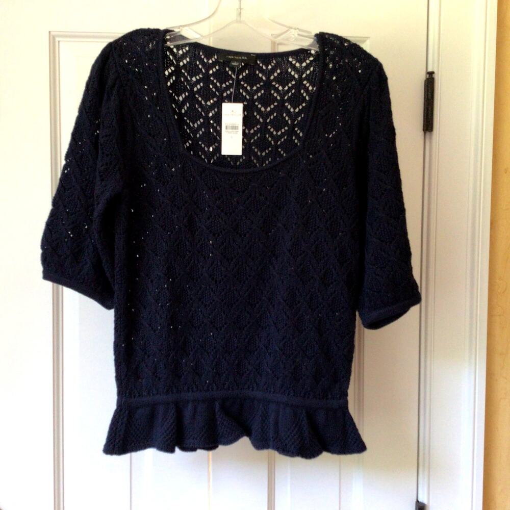 Ann Taylor Short Sleeve Knit Scoop Neck Sweater NWT Sz S
